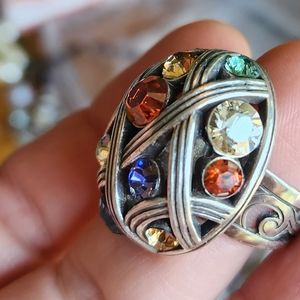 NWOT Brighton Be Grateful Multi Color Crystal Statement Ring Size 7